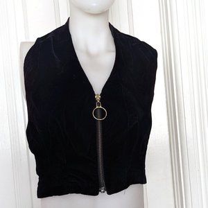 Patty Velvet Vintage Ring Pull Halter Top Vest